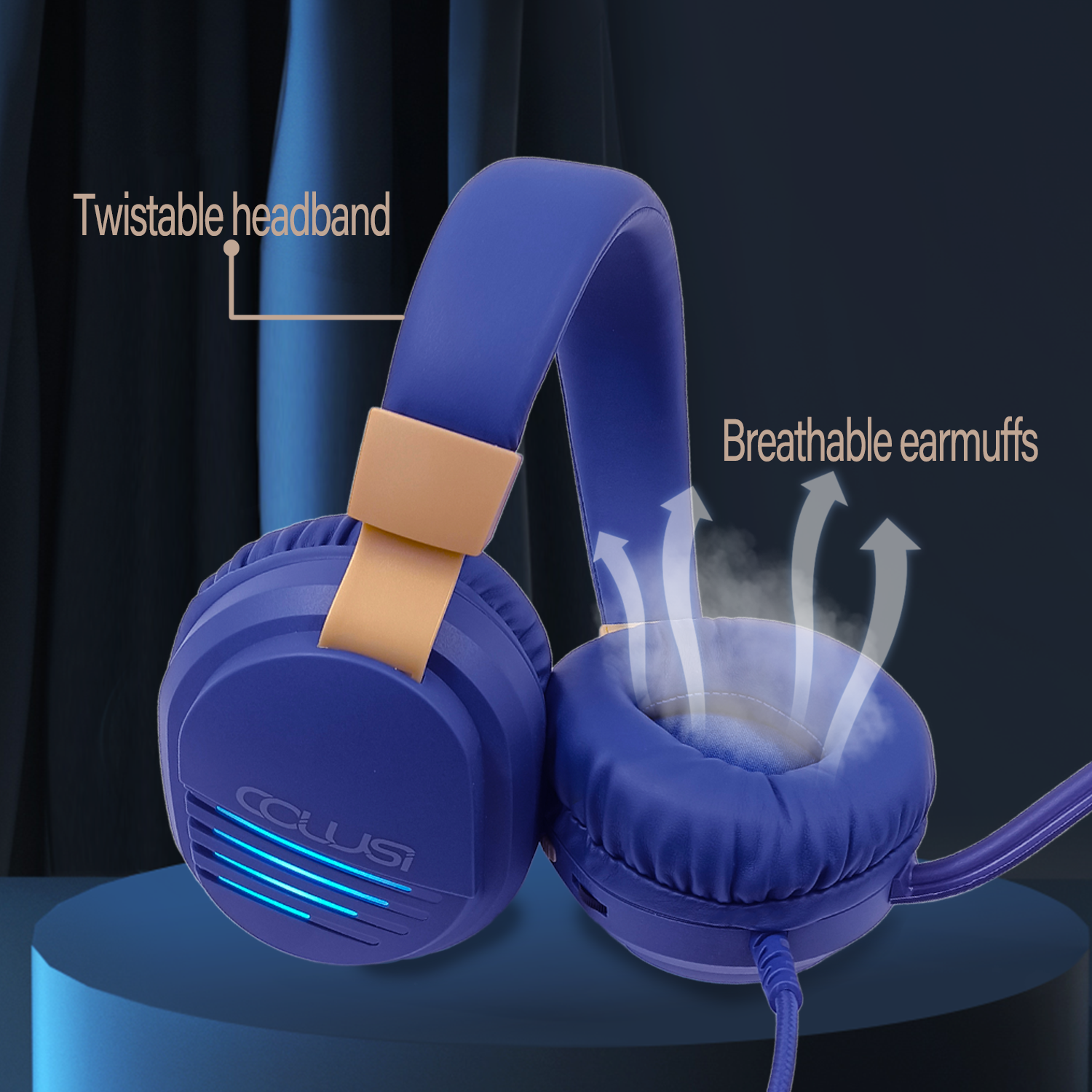 CLS500C Blue Wired Gaming Headset – 40mm Stereo Sound, 95% Noise-Canceling Mic, 3.5mm