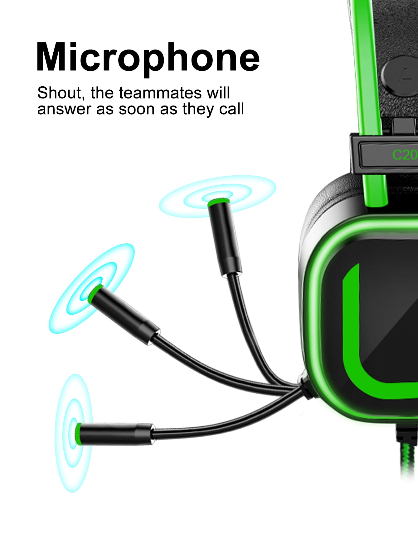 CLS200U Green Gaming Headset – USB, 7.1 Surround Sound, Noise-Canceling Mic, 50mm Driver