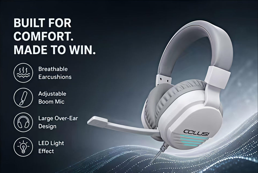 CLS500 White Wired Gaming Headset – Noise-Canceling Mic, Stereo Sound, 3.5mm Universal