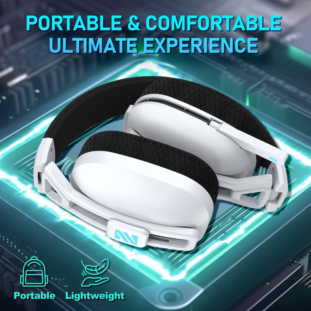 M600 White Wireless Gaming Headset – 2.4GHz & Bluetooth 5.4, 3D Audio, 1200mAh Battery