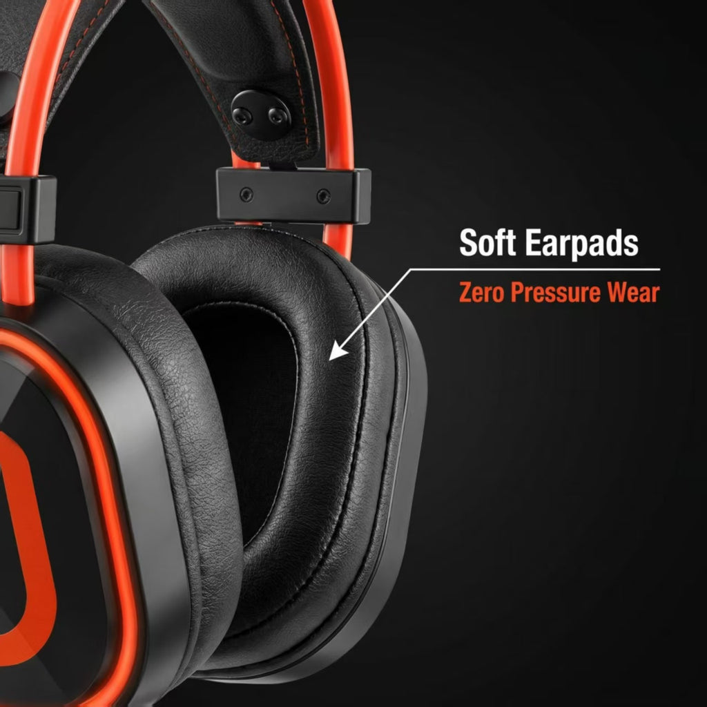 CLS200 Orange Wired Gaming Headset – 50mm Driver, Noise-Canceling Mic, Green LED Lighting