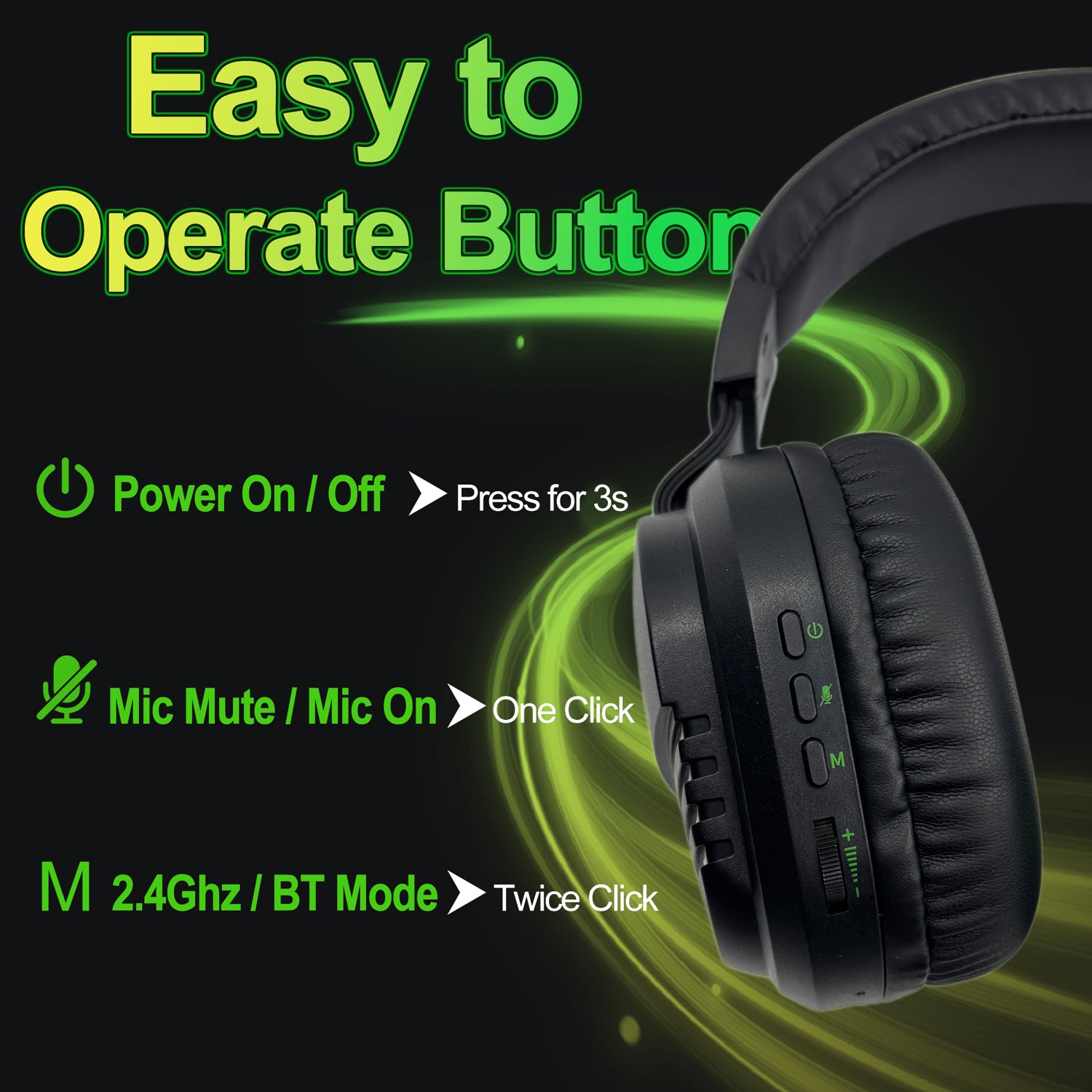 X09 Green Wireless Gaming Headset-Booth 5.4, 50mm Drivers, 48H Battery, PS5/Xbox/PC