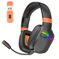 X07 Orange Wireless Gaming Headset – 2.4GHz & Bluetooth 5.4, 48H Battery, Foldable