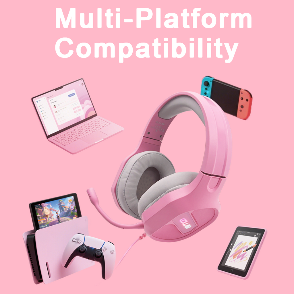 CLS400 Pink Wired Gaming Headset | One-Key Mute, Noise-Canceling Mic, 3.5mm Universal
