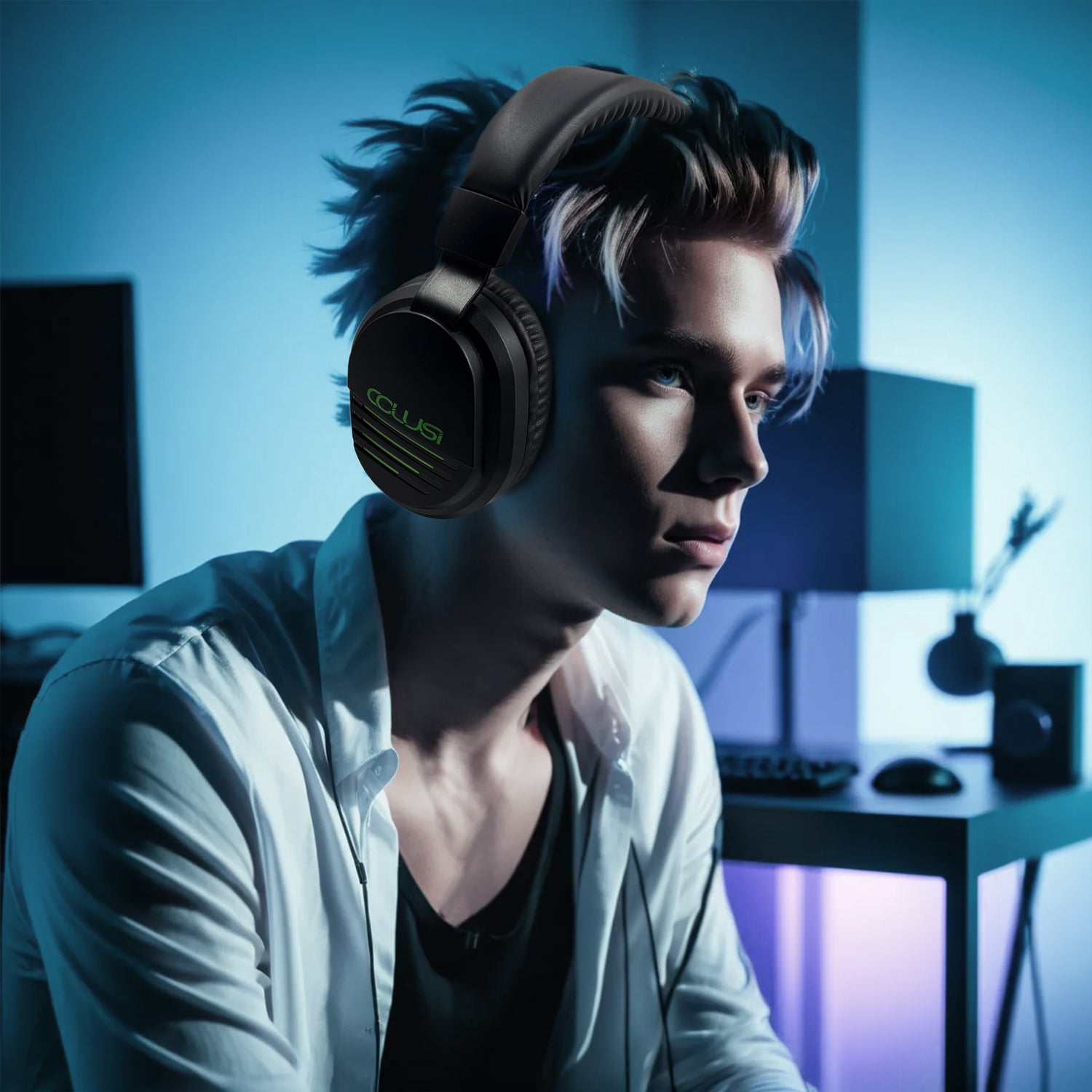 X09 Green Wireless Gaming Headset-Booth 5.4, 50mm Drivers, 48H Battery, PS5/Xbox/PC