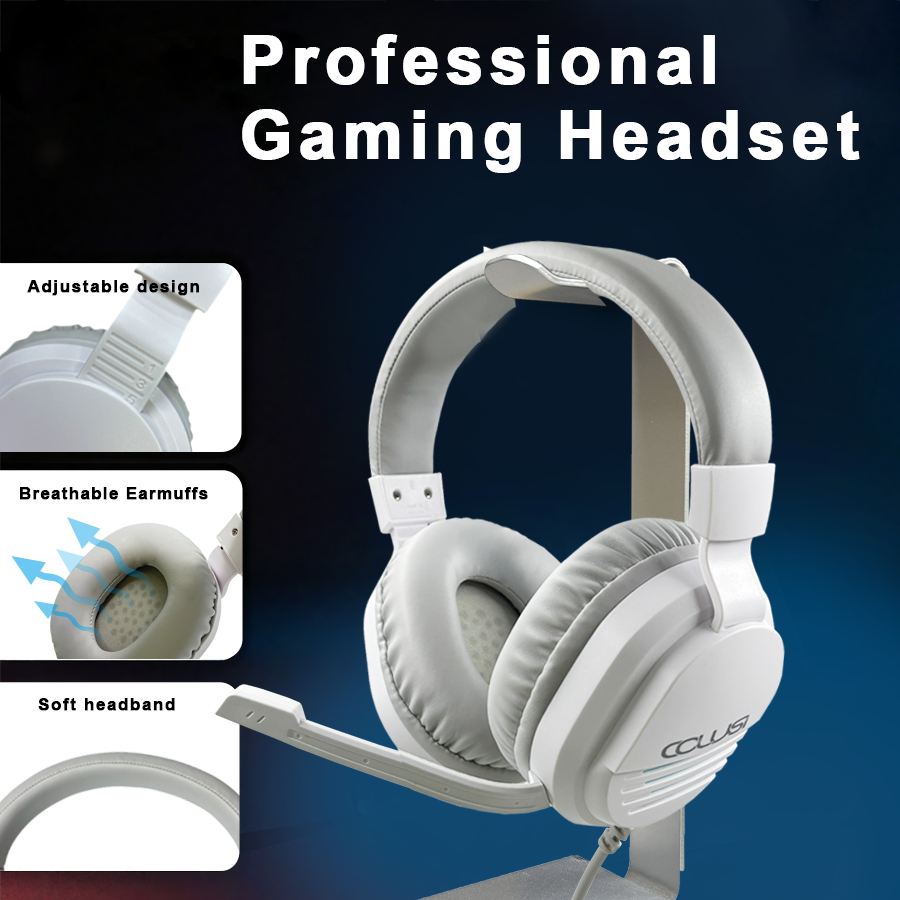 CLS500 White Wired Gaming Headset – Noise-Canceling Mic, Stereo Sound, 3.5mm Universal