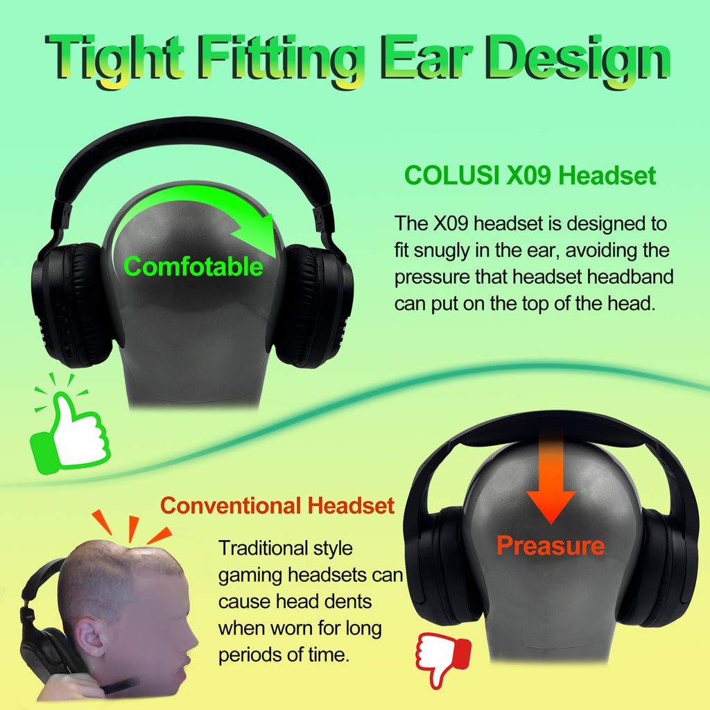 X09 Green Wireless Gaming Headset-Booth 5.4, 50mm Drivers, 48H Battery, PS5/Xbox/PC