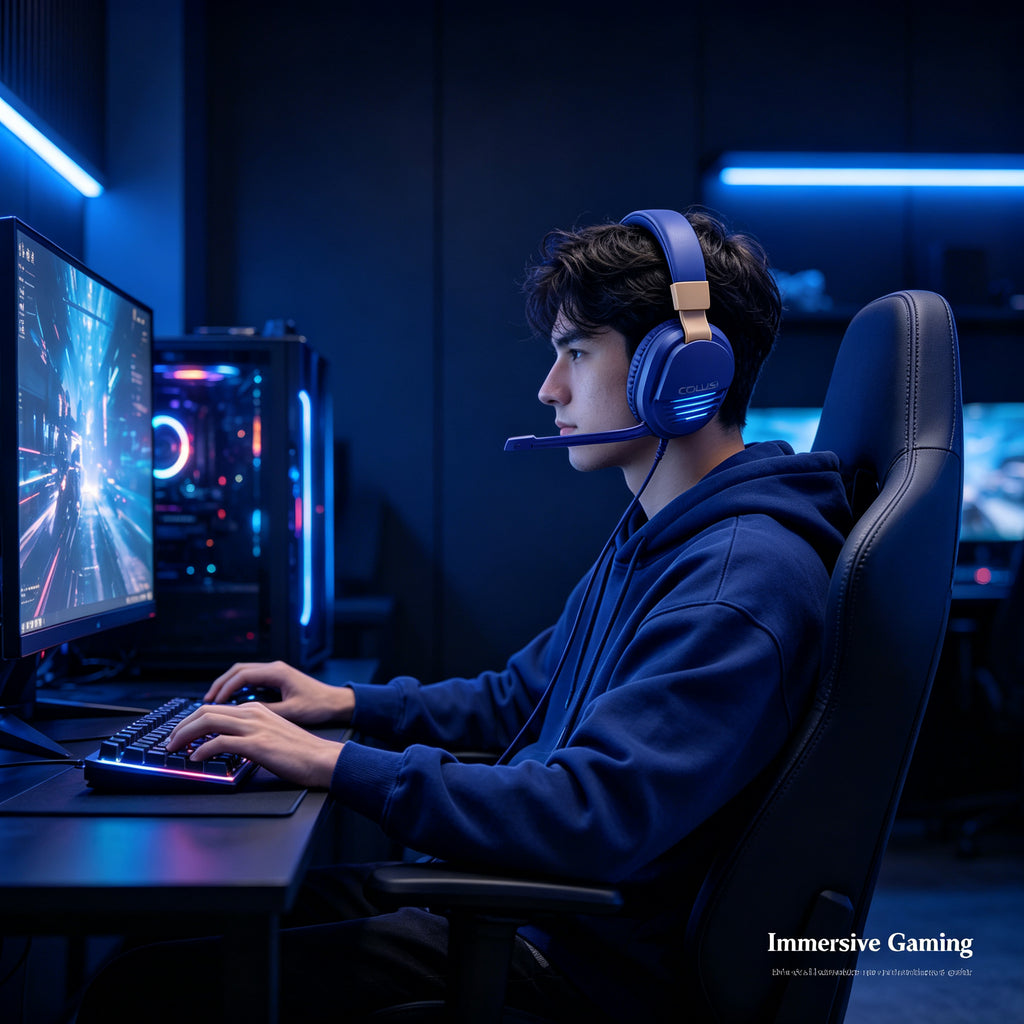 CLS500C Blue Wired Gaming Headset – 40mm Stereo Sound, 95% Noise-Canceling Mic, 3.5mm