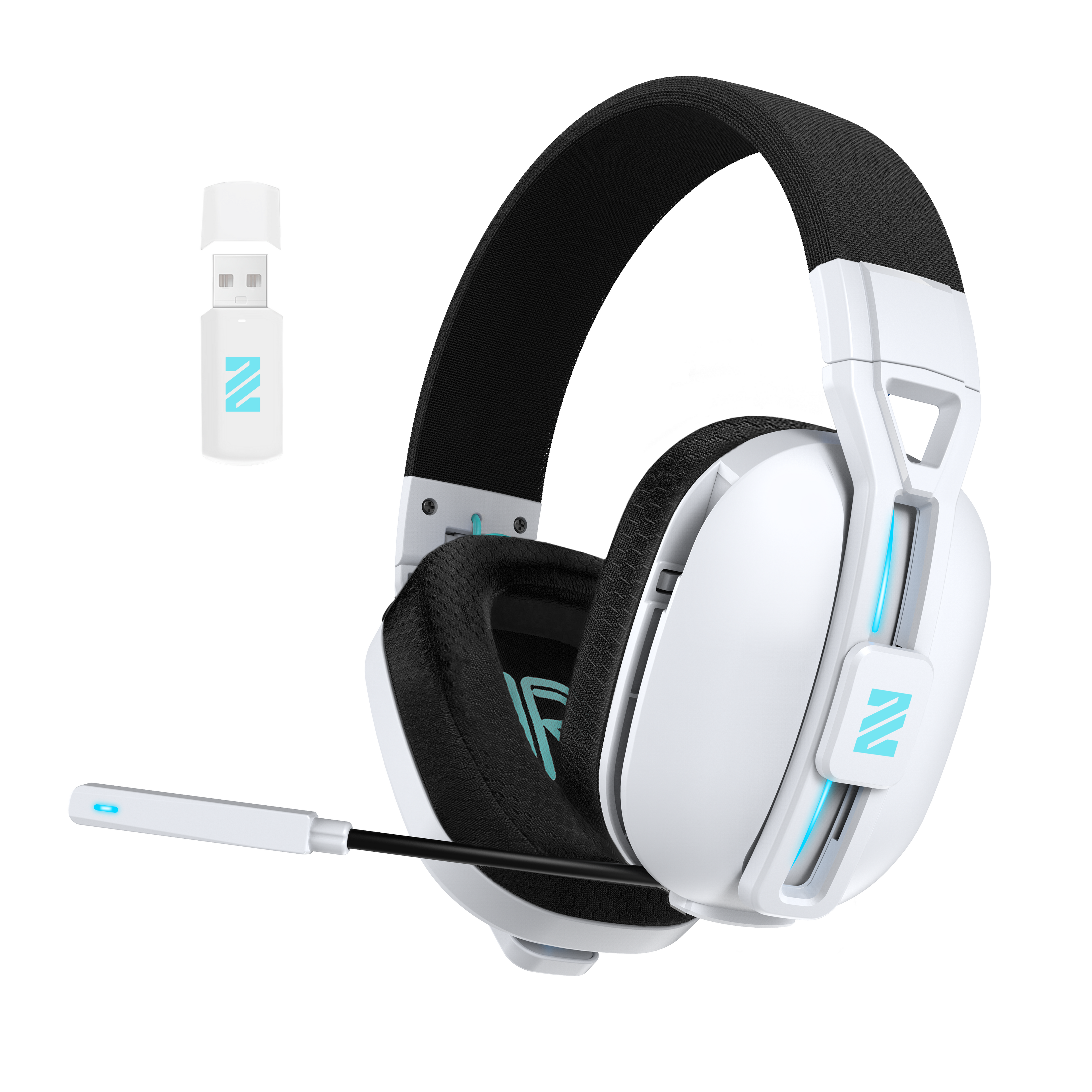 M600 White Wireless Gaming Headset – 2.4GHz & Bluetooth 5.4, 3D Audio, 1200mAh Battery