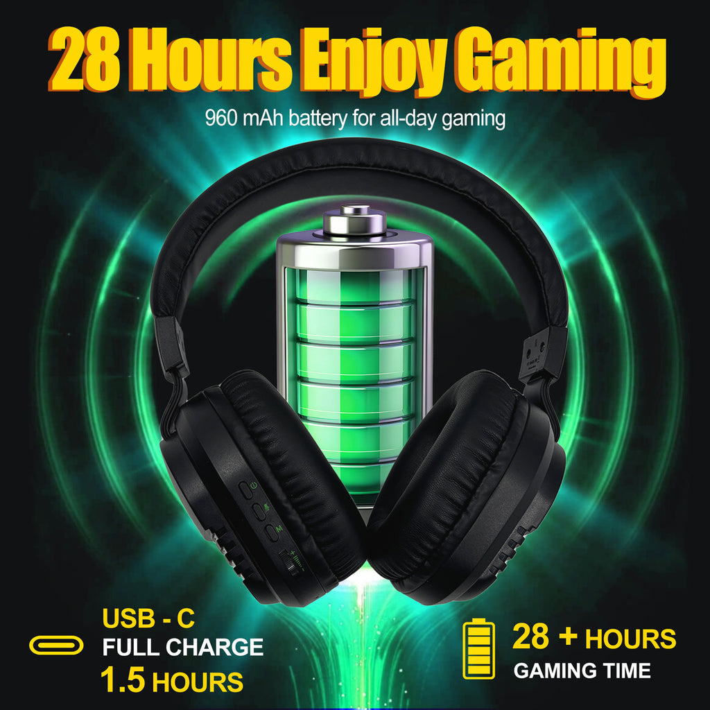 X09 Green Wireless Gaming Headset-Booth 5.4, 50mm Drivers, 48H Battery, PS5/Xbox/PC