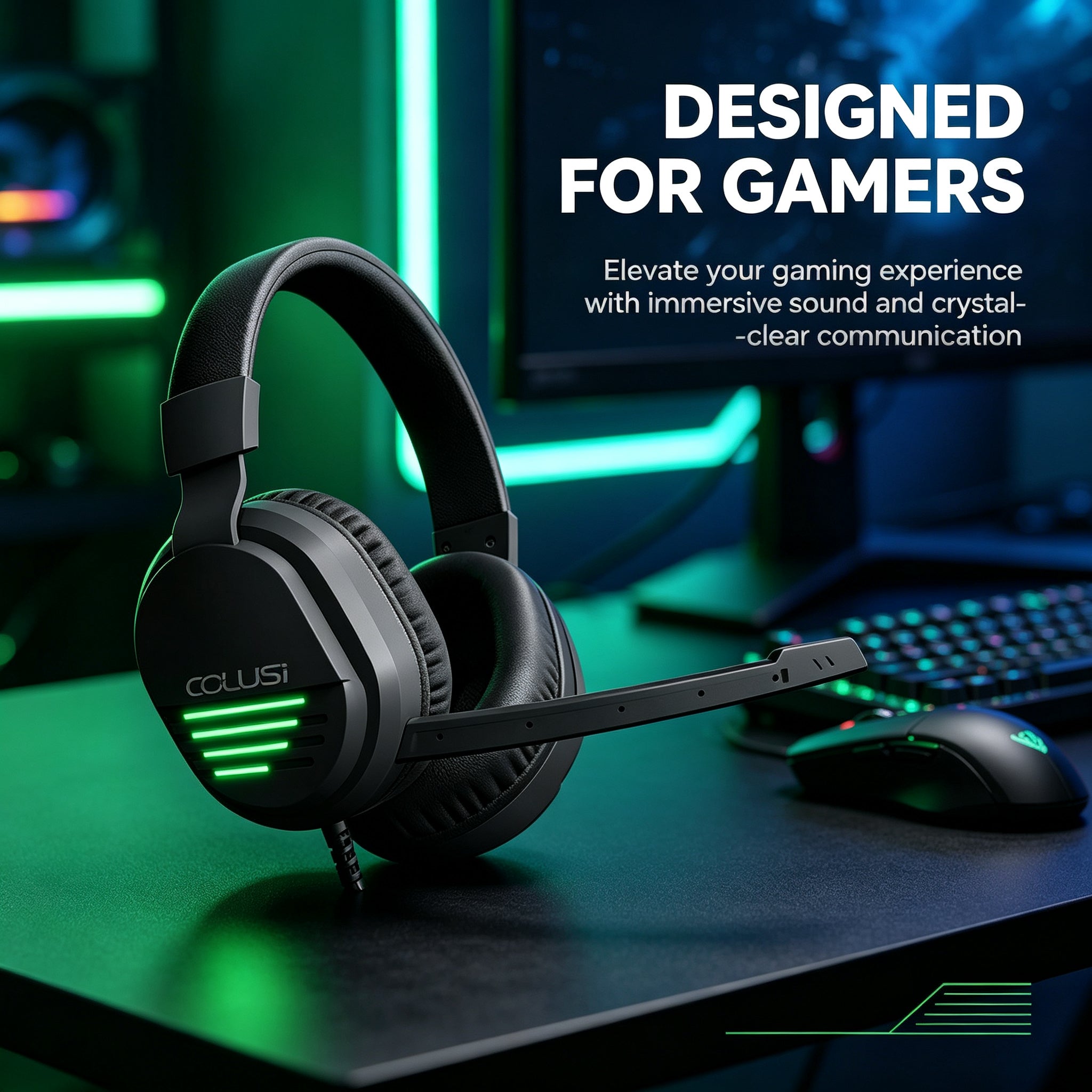 CLS500 Black Wired Gaming Headset – Noise-Canceling Mic, One-Key Mute, 3.5mm Universal