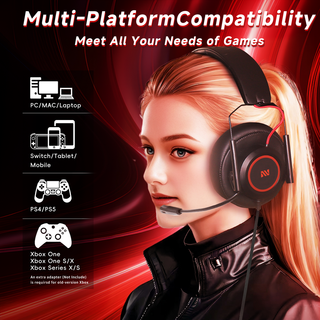 M21 Wired Gaming Headset – Noise-Canceling Mic, Stereo Surround Sound, PS5/PS4/Xbox/PC