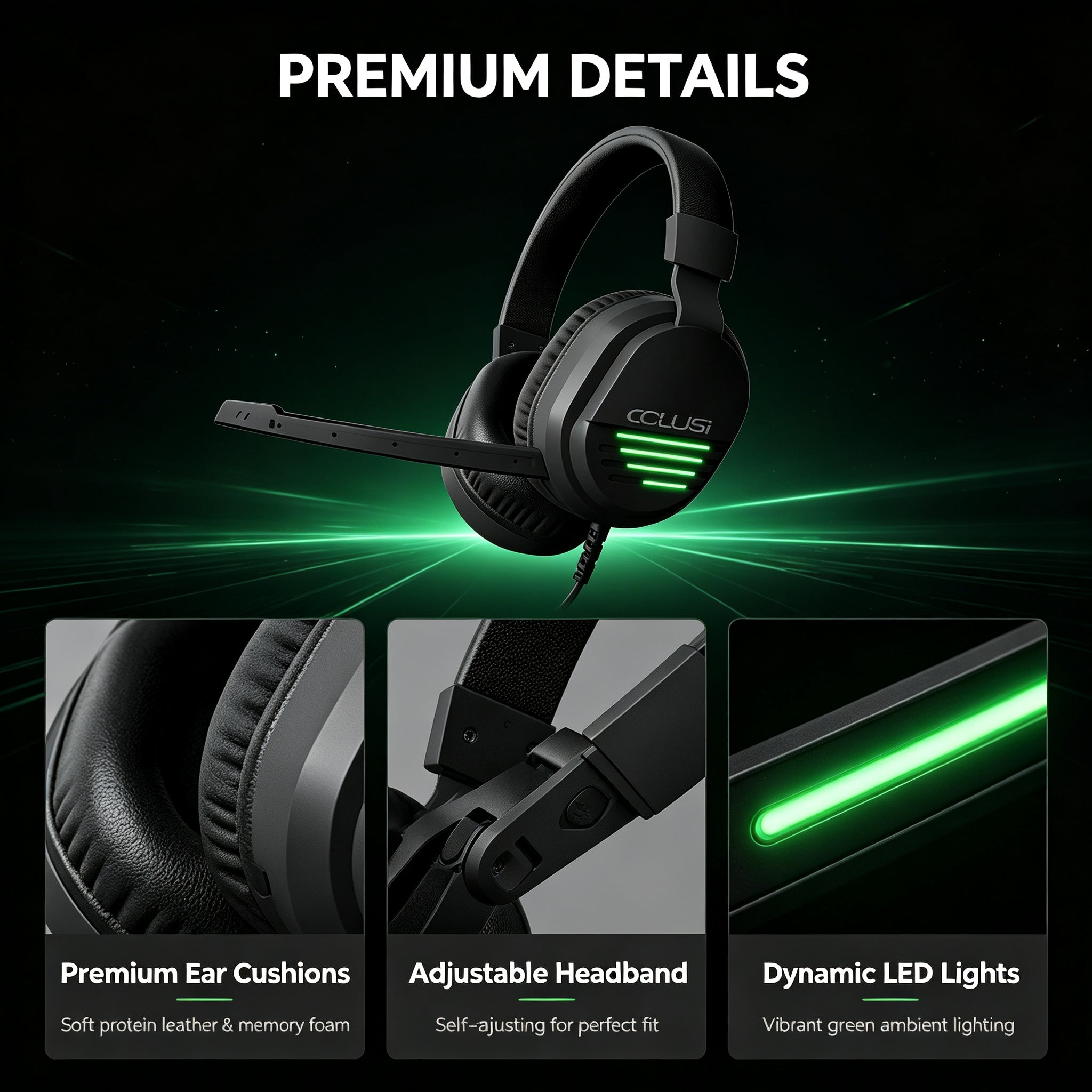 CLS500 Black Wired Gaming Headset – Noise-Canceling Mic, One-Key Mute, 3.5mm Universal