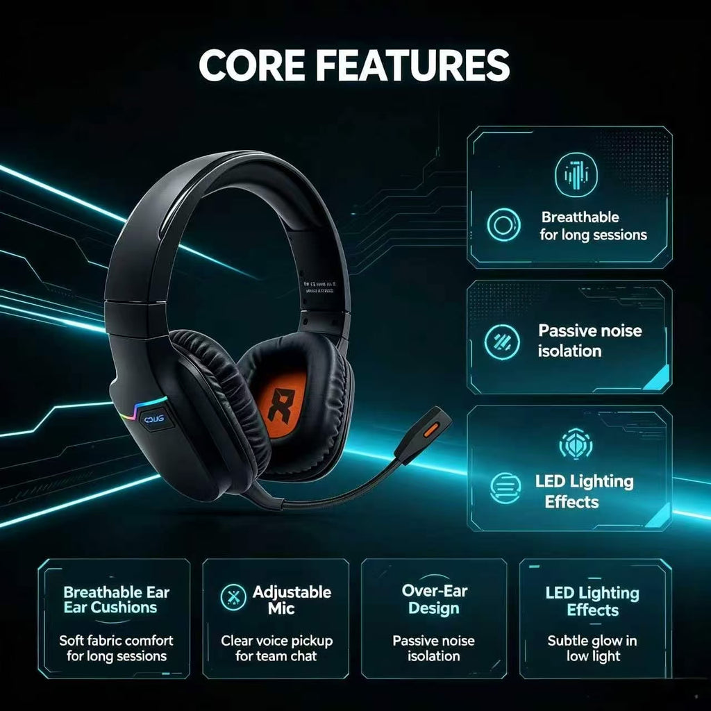 X07 Wireless Gaming Headset – 2.4GHz, 50mm Drivers, 48H Battery, Noise-Canceling Mic