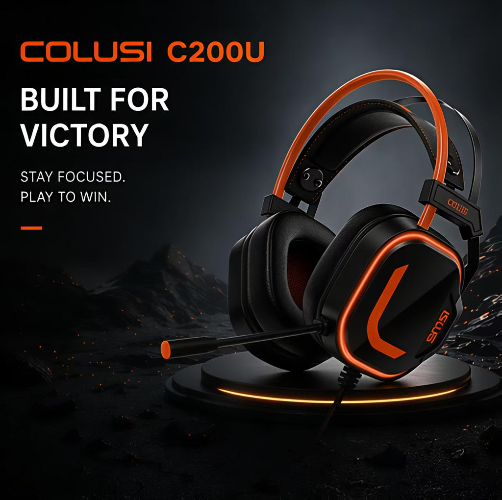 CLS200U Orange Gaming Headset – USB, 7.1 Surround Sound, Noise-Canceling Mic, Soft Ear Cups