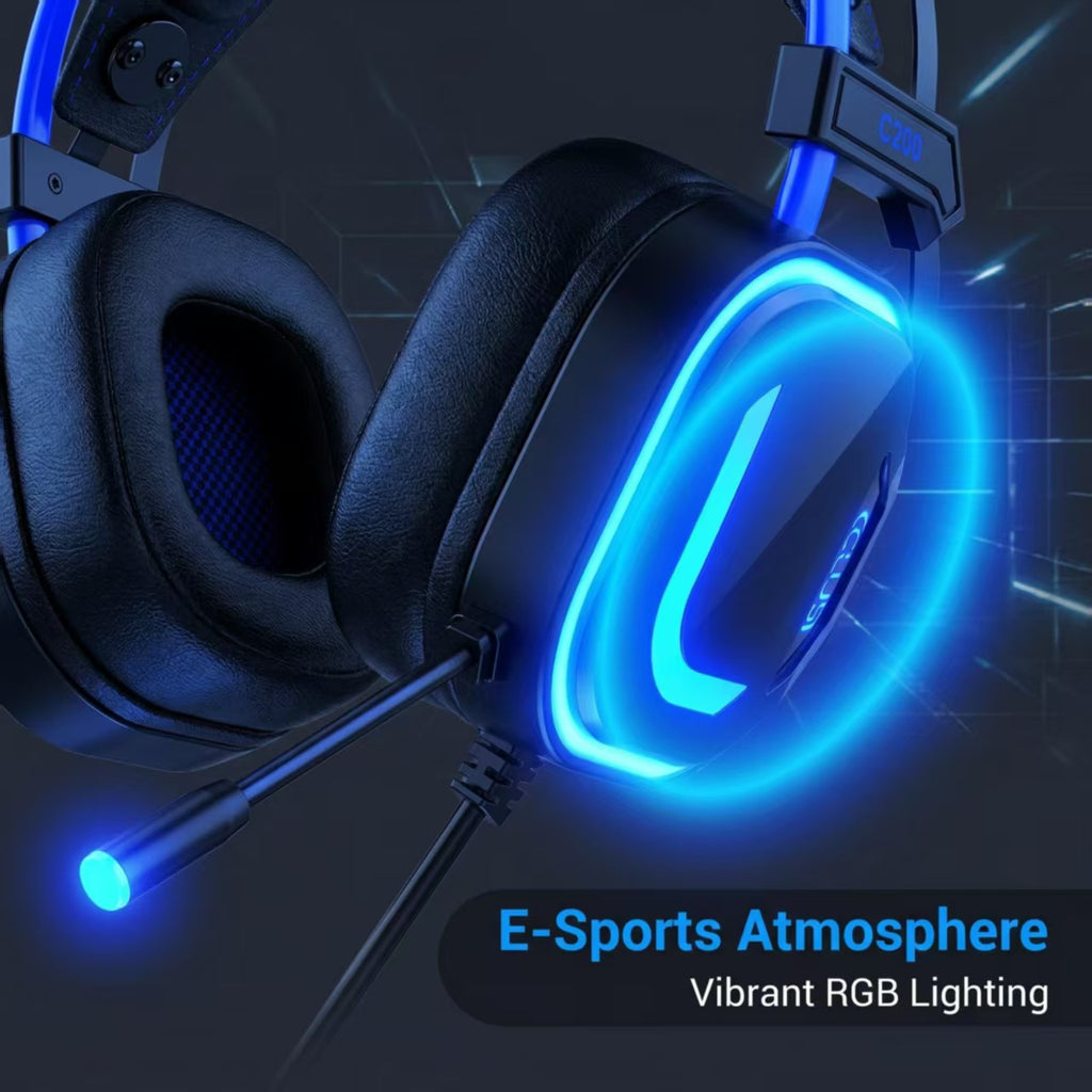CLS200 Blue Wired Gaming Headset – 50mm Driver, Noise-Canceling Mic, Surround Sound, LED