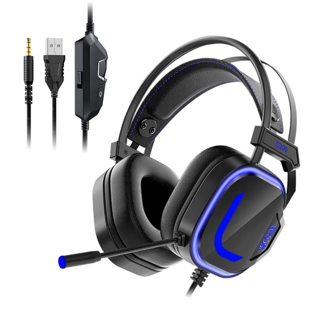 CLS200 Blue Wired Gaming Headset – 50mm Driver, Noise-Canceling Mic, Surround Sound, LED