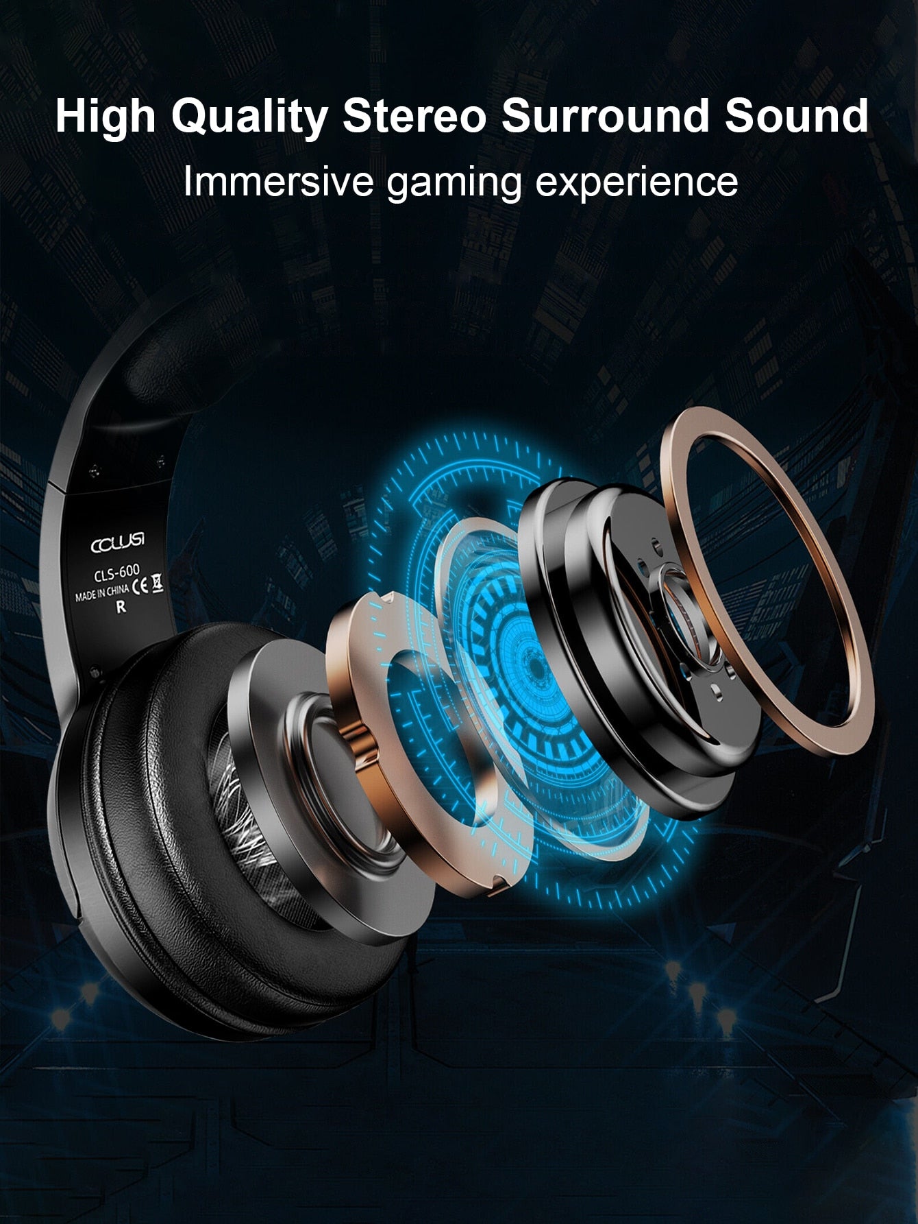 CLS600 Black Wired Gaming Headset | 50mm Drivers, RGB Green LED, Noise-Canceling Mic