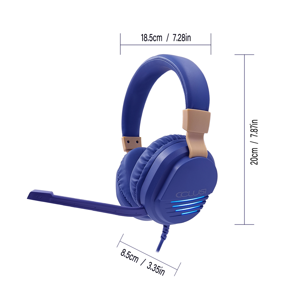 CLS500C Blue Wired Gaming Headset – 40mm Stereo Sound, 95% Noise-Canceling Mic, 3.5mm