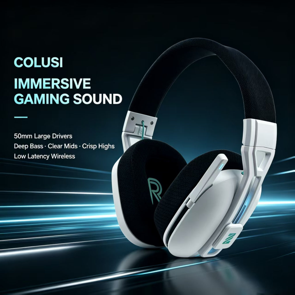 M600 White Wireless Gaming Headset – 2.4GHz & Bluetooth 5.4, 3D Audio, 1200mAh Battery
