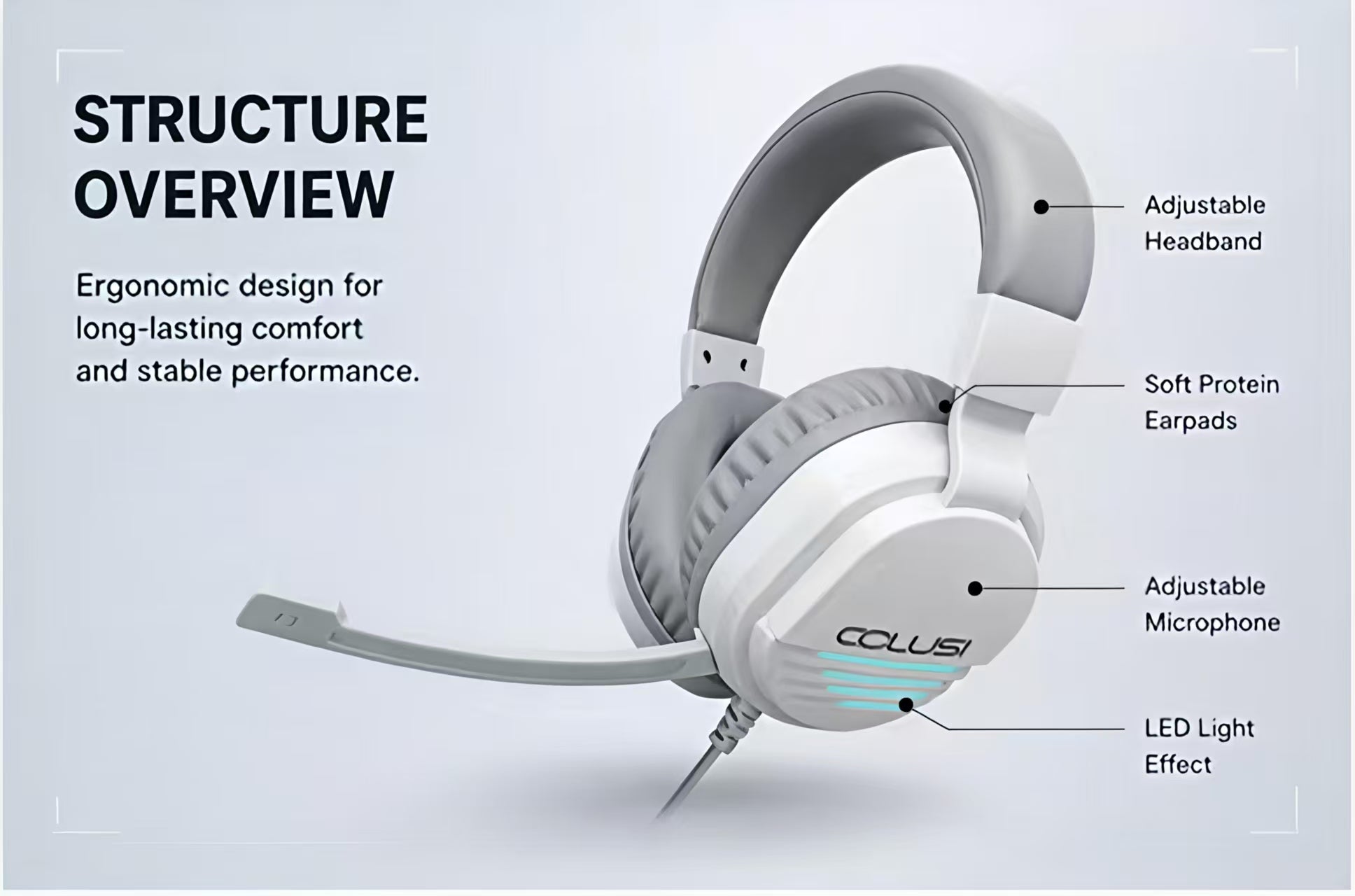 CLS500 White Wired Gaming Headset – Noise-Canceling Mic, Stereo Sound, 3.5mm Universal