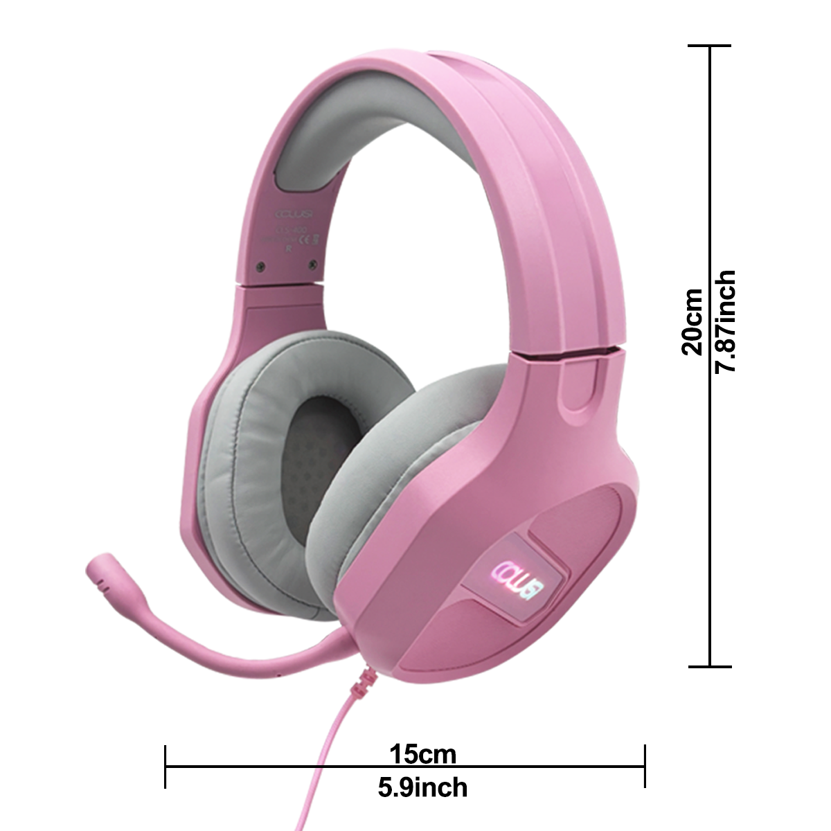 CLS400 Pink Wired Gaming Headset | One-Key Mute, Noise-Canceling Mic, 3.5mm Universal