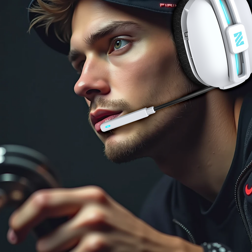 M600 White Wireless Gaming Headset – 2.4GHz & Bluetooth 5.4, 3D Audio, 1200mAh Battery