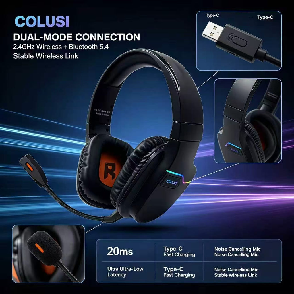 X07 Wireless Gaming Headset – 2.4GHz, 50mm Drivers, 48H Battery, Noise-Canceling Mic