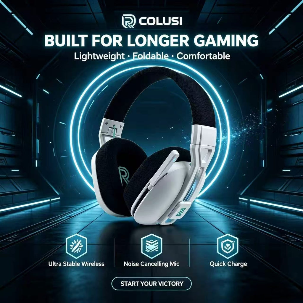 M600 White Wireless Gaming Headset – 2.4GHz & Bluetooth 5.4, 3D Audio, 1200mAh Battery