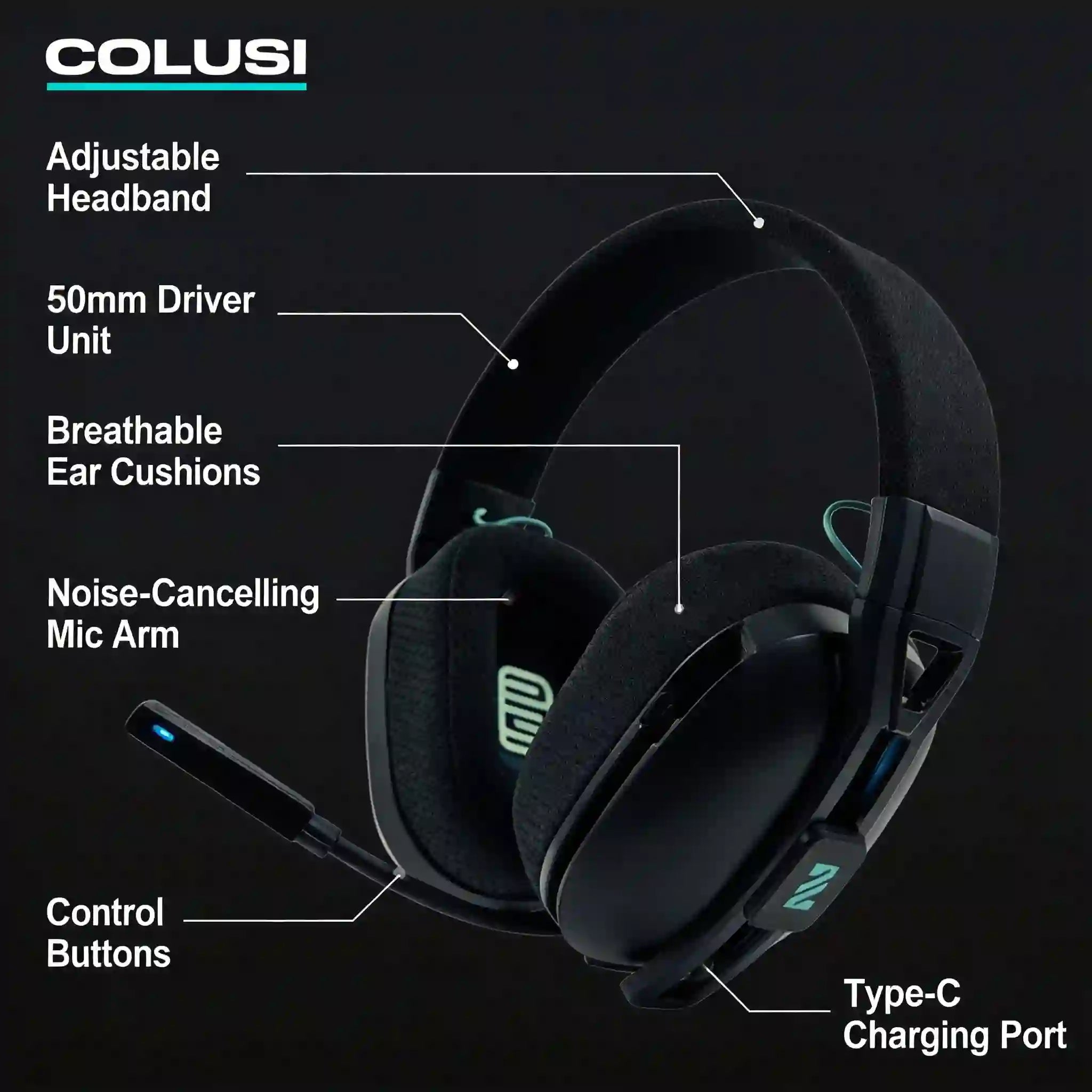 M600 Foldable Wireless Gaming Headset – Bluetooth 5.4, 50mm Drivers, Noise-Canceling Mic