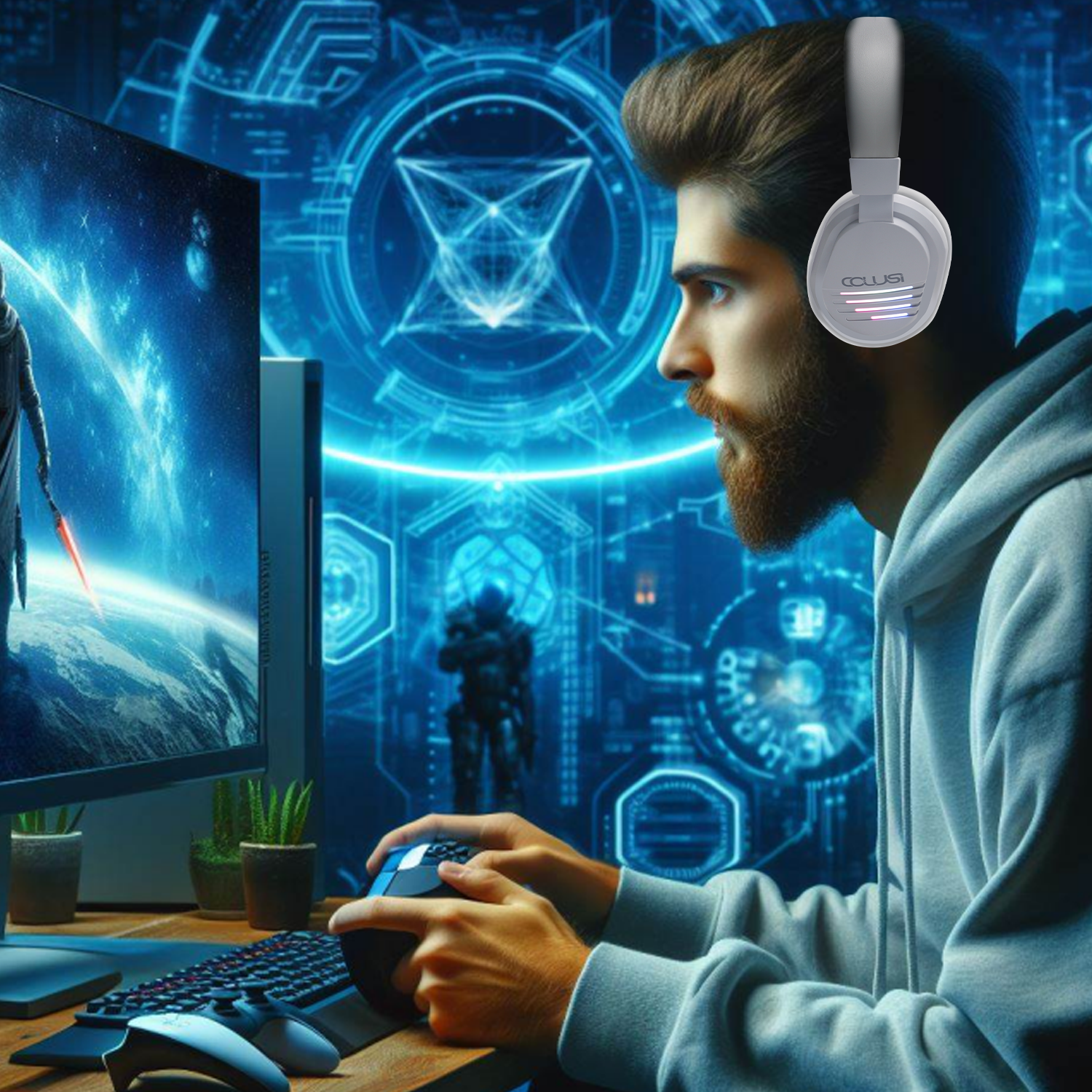X09 Grey Wireless Gaming Headset – Bluetooth 5.4, 50mm Drivers, 48H Battery, PS5/Xbox/PC